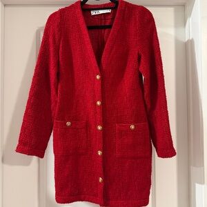 Zara Vibrant Red Textured dress